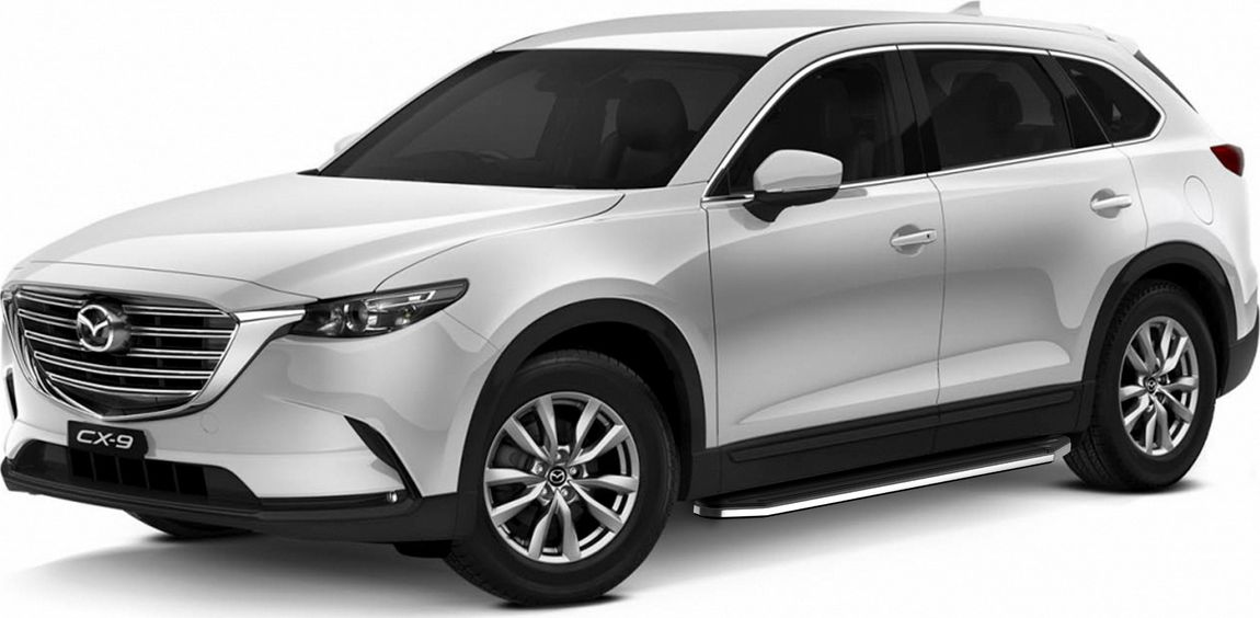 Пороги алюминиевые Rival Premium для Mazda CX-9 II 2016-2026. Артикул A193ALP.3803.2