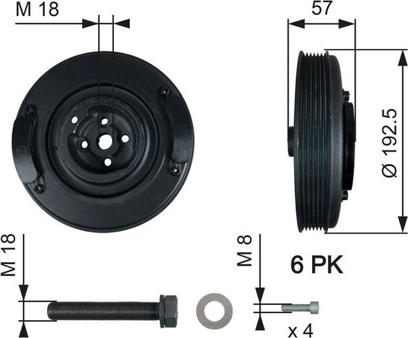 Шкив коленвала Gates DriveAlign®. Артикул TVD1033A