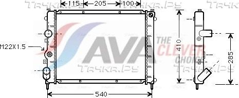 Радиатор охлаждения двигателя AVA. Артикул RTA2231