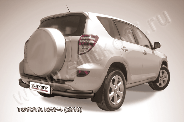 Защита Slitkoff задняя d76/42 уголки двойные ЧЕРНАЯ матовая для Toyota RAV4 III 2010-2012. Артикул TR410-016B