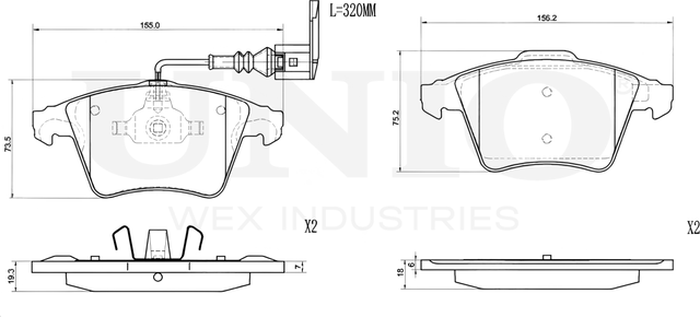 Колодки тормозные дисковые, комплект (Unio). Артикул BRP-20432