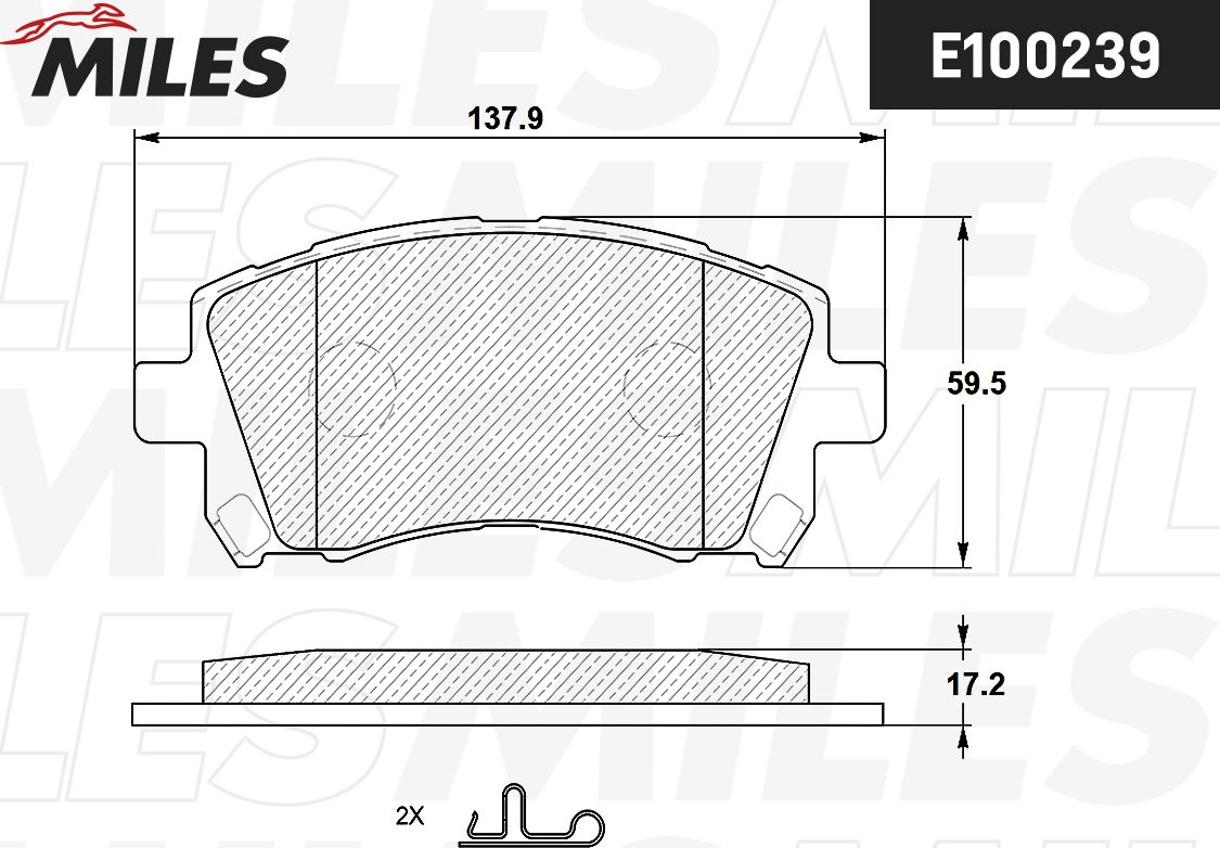 Тормозные колодки Miles (Semi-Metallic). Артикул E100239