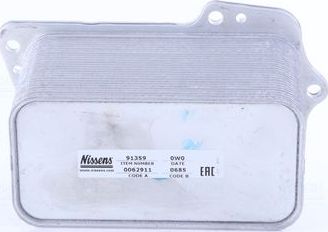 Радиатор масляный (маслоохладитель) для двигателя Nissens (алюминий). Артикул 91359