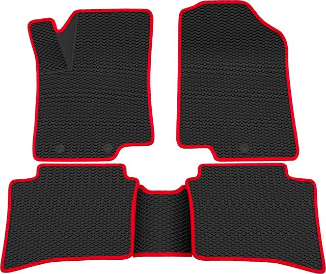 Коврики Rezkon 3D EVA Ромб резиновые для салона Kia Rio III 2011-2017 Красный кант. Артикул 9221020204