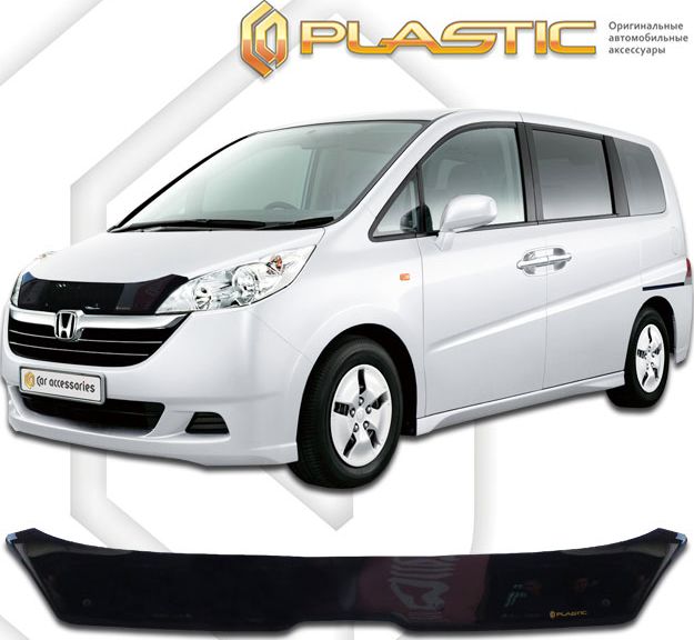 Дефлектор СА Пластик для капота (Classic черный) Honda StepWagon 2005-2007. Артикул 2010010103477