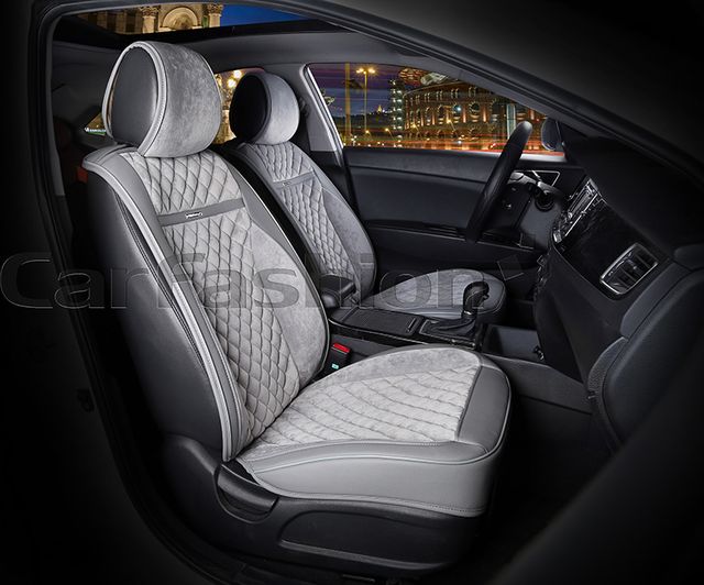 Накидки универсальные CarFashion Barcelona на переднее сидения авто, цвет Темно-серый/Серый/Темно-серый/Серый. Артикул 21983