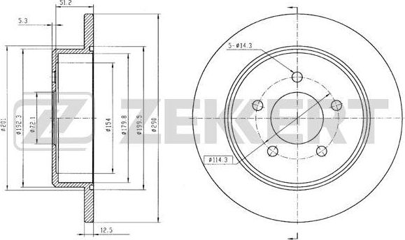 Тормозной диск Zekkert. Артикул BS-5654B
