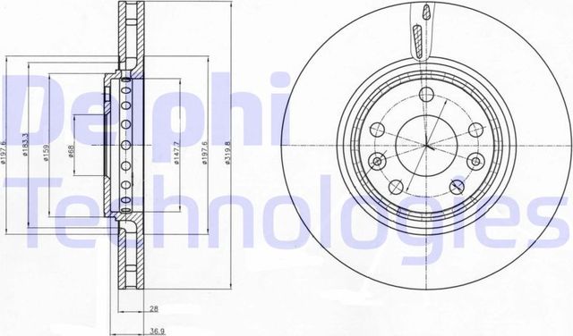Тормозной диск Delphi передний для Renault Espace V 2015-2026. Артикул BG4266