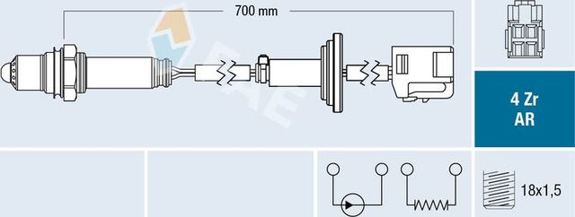 Лямбда-зонд (кислородный датчик) FAE для Toyota Corolla Verso I 2005-2009. Артикул 75638
