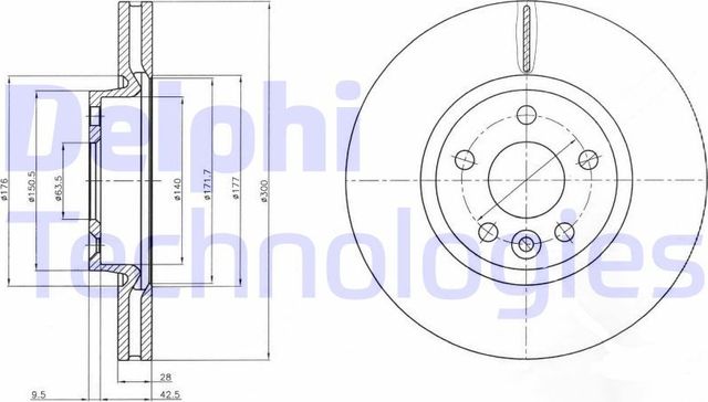 Тормозной диск Delphi передний для Ford S-MAX I 2006-2014. Артикул BG4094