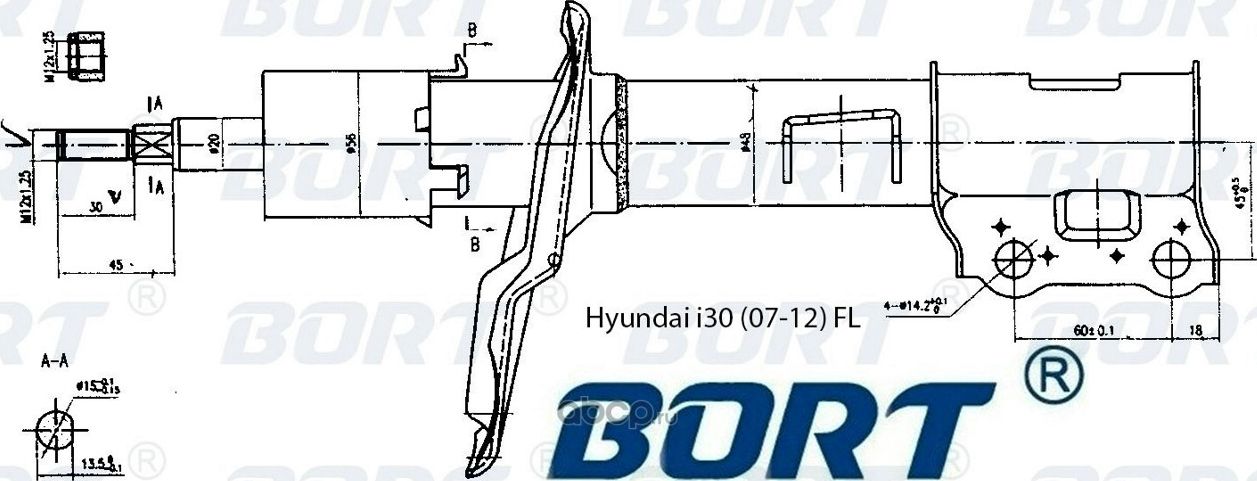 СТОЙКА АМОРТИЗАЦИОННАЯ ГАЗОМАСЛЯНАЯ ПЕРЕДНЯЯ ЛЕВАЯ, ШТ (Bort). Артикул G22048035L