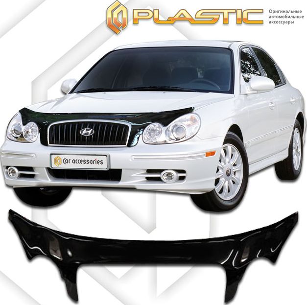 Дефлектор СА Пластик для капота exclusive (Classic черный) Hyundai Sonata 2006-2010. Артикул 2010060101805