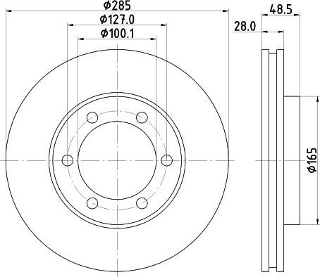 Тормозной диск Nisshinbo передний для Toyota HiAce H100 1993-2012. Артикул ND1087