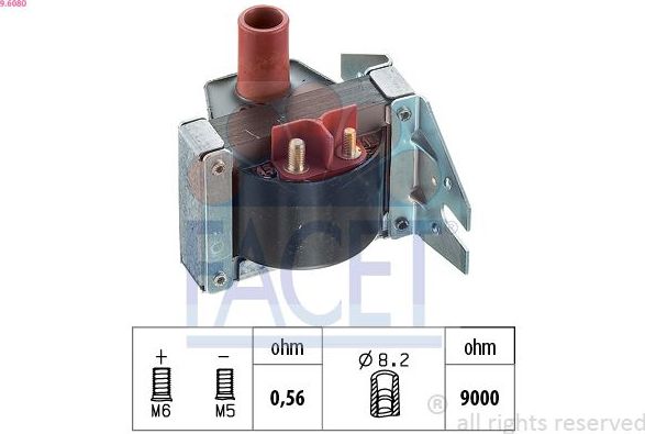 Катушка зажигания Facet Made in Italy - OE Equivalent для Mercedes-Benz T2 II 1986-1994. Артикул 9.6080