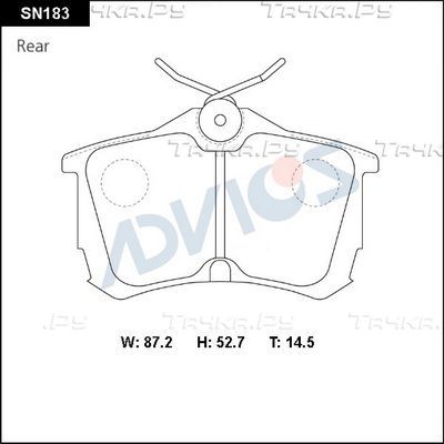 Тормозные колодки Advics задние для Honda Accord VII 2003-2008. Артикул SN183