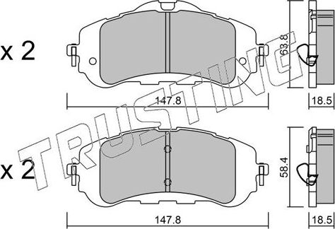 Тормозные колодки Trusting передние для Opel Combo E 2018-2026. Артикул 999.0