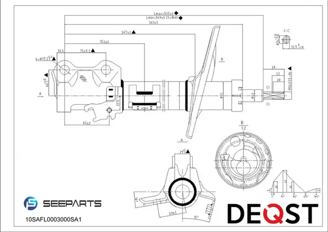 Амортизатор подвески передний левый (Deqst). Артикул 10SAFL0003000