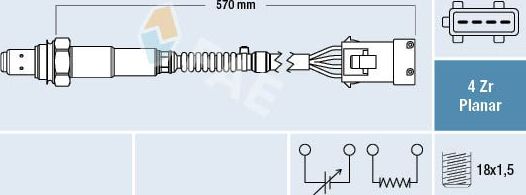 Лямбда-зонд (кислородный датчик) FAE. Артикул 77283