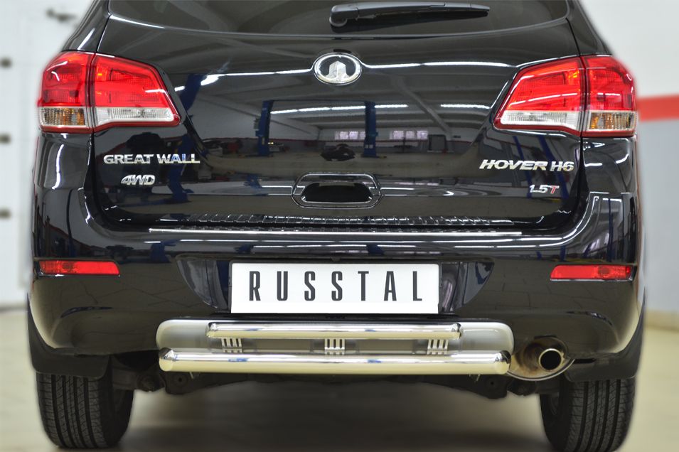 Защита RusStal заднего бампера d63/42 (дуга) для Great Wall Hover H6 2013-2017. Артикул GH6Z-001633