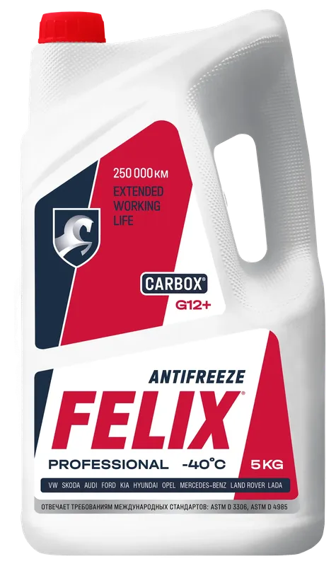 Антифриз FELIX CARBOX G12+ красный в п/э кан.5кг Felix. Артикул 430206033
