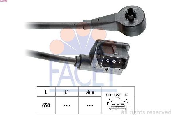 Датчик ABS Facet Made in Italy - OE Equivalent. Артикул 9.0100