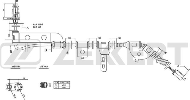 Датчик ABS Zekkert задний правый для Hyundai ix35 I 2010-2015. Артикул SE-6097