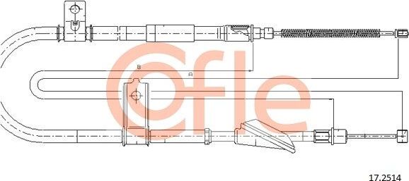 Трос ручника (тросик ручного тормоза) Cofle. Артикул 92.17.2514