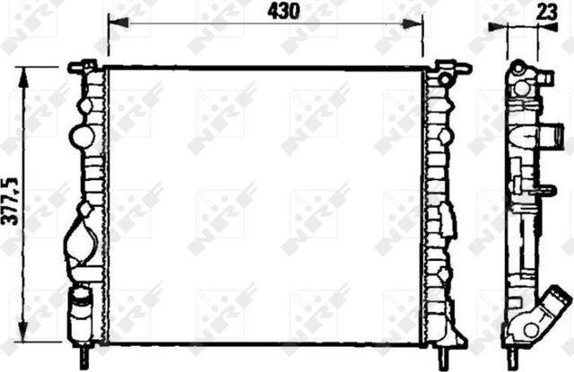 Радиатор охлаждения двигателя NRF (алюминий) для Renault Clio II 2000-2001. Артикул 58192