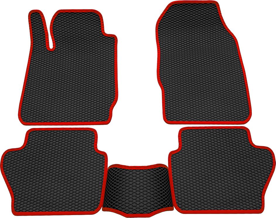 Коврики Rezkon EVA для салона Ford Fiesta VI до рестайлинга 2008-2015 Красный кант. Артикул 9016005104