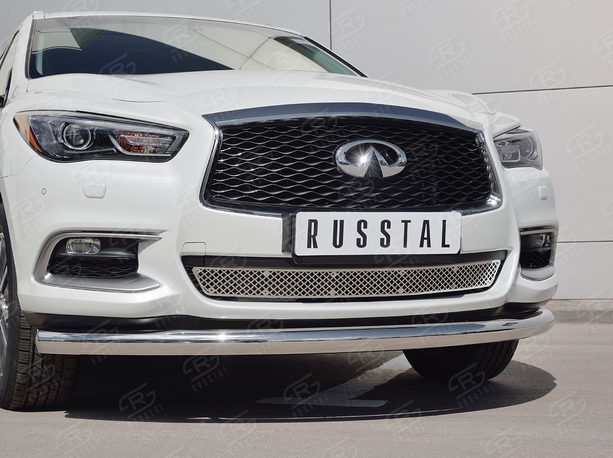 Накладка на решётку радиатора RusStal НИЖНЯЯ (лист нерж.) для Infiniti QX60 2016-2026. Артикул RRQX6016-01