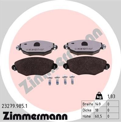 Тормозные колодки Zimmermann rd:z передние для Jaguar X-Type I 2001-2009. Артикул 23279.985.1