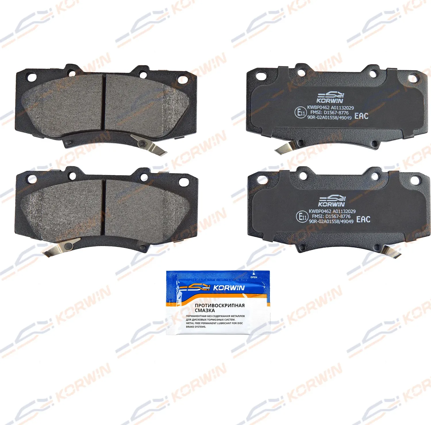 Колодки тормозные перед. Toyota Fortuner (04-15)/Hilux VII (04-15) (Korwin). Артикул KWBP0462