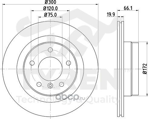 Тормозной диск (Tyren). Артикул TYR1010701