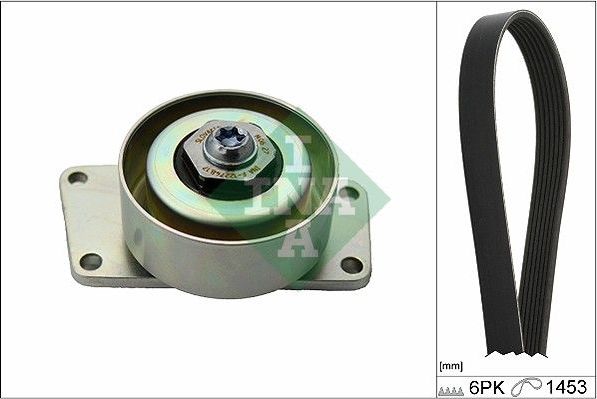 Приводной ремень поликлиновой с роликами (комплект) Ina. Артикул 529 0216 10