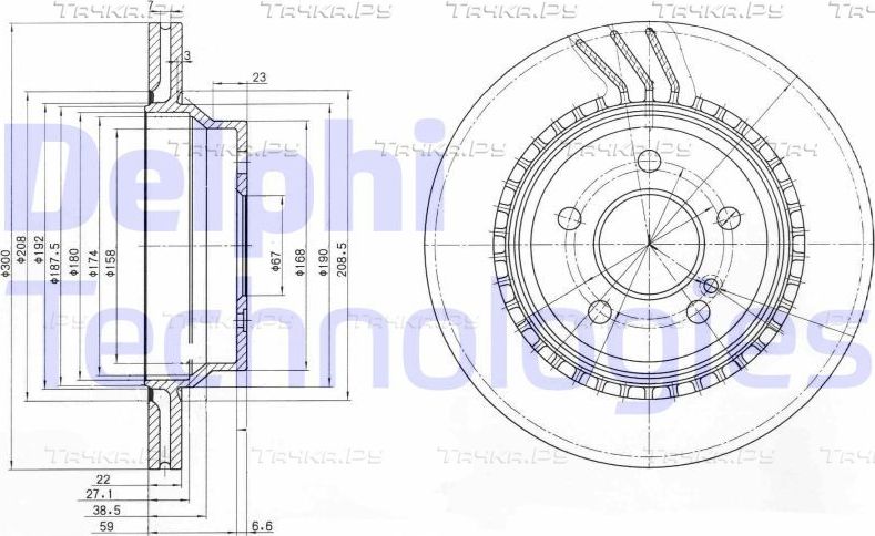 Тормозной диск Delphi задний для Mercedes-Benz E-Класс III (W211, S211) 2002-2009. Артикул BG3758