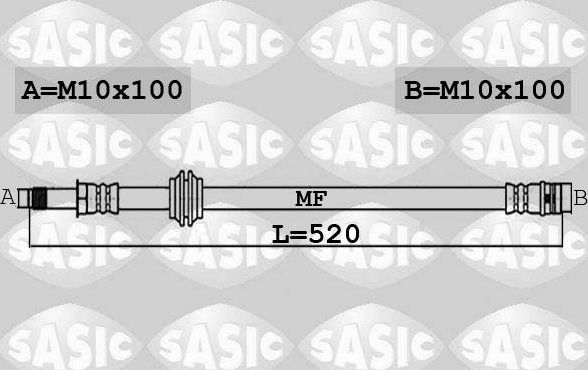 Тормозной шланг Sasic передний для Audi A4 IV (B8) 2007-2015. Артикул 6606222