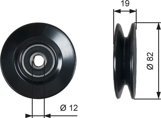Направляющий (ведущий) ролик приводного клинового ремня Gates DriveAlign® для Daewoo Lanos 1997-2005. Артикул T36606