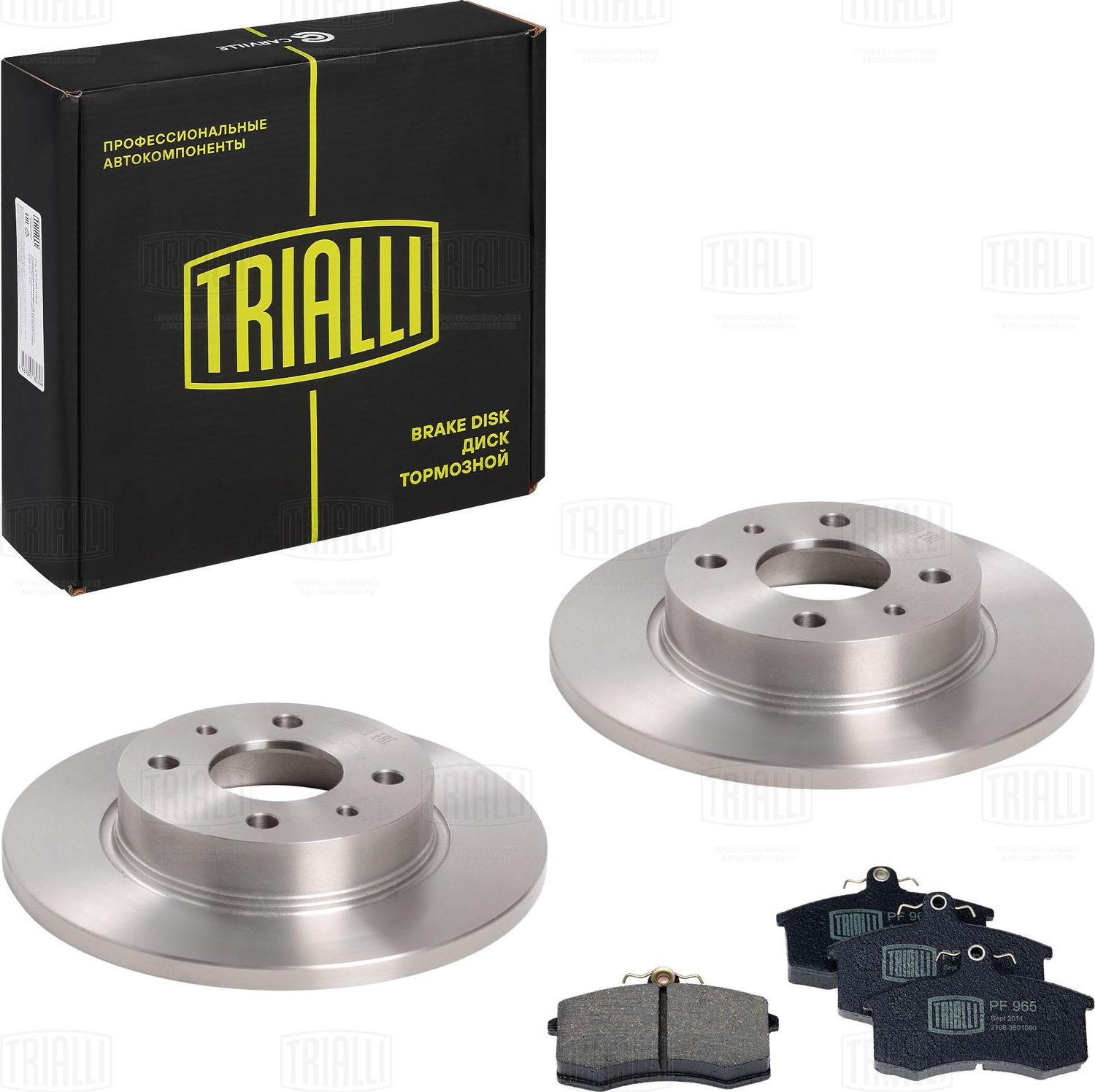 комплект тормозов TRIALLI для а/м 2108 диск торм.(2шт)+колодки перед. BK 115. Артикул BK115