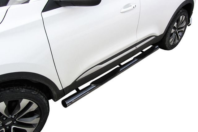 Пороги Slitkoff труба d76 с проступями для Chery Tiggo 4 2017-2026. Артикул CT4-004