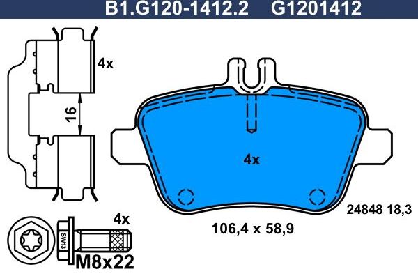 Тормозные колодки Galfer. Артикул B1.G120-1412.2