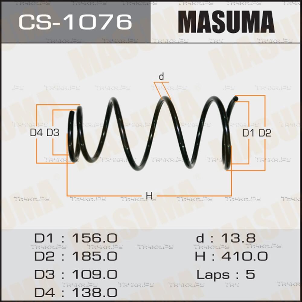 Пружина подвески Masuma передняя правая/левая для Toyota Camry 30 (V30, XV30) 2001-2006. Артикул CS-1076