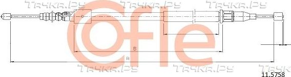 Трос ручника (тросик ручного тормоза) Cofle. Артикул 92.11.5758