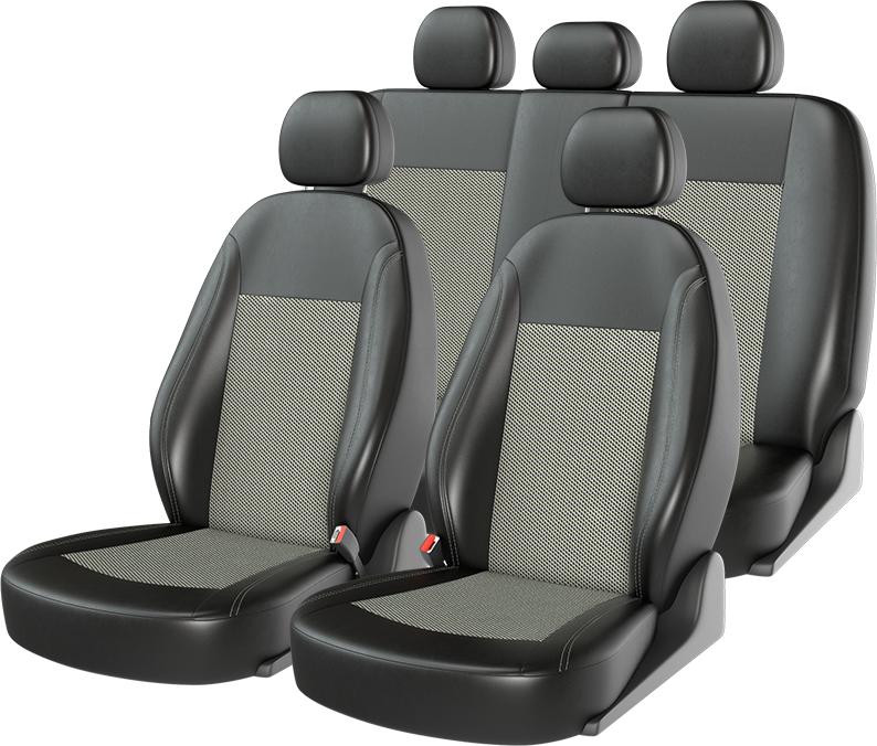 Чехлы универсальные CarFashion Atom Jacquard на сидения авто, цвет Черный/Зеленый/Зеленый. Артикул 10939