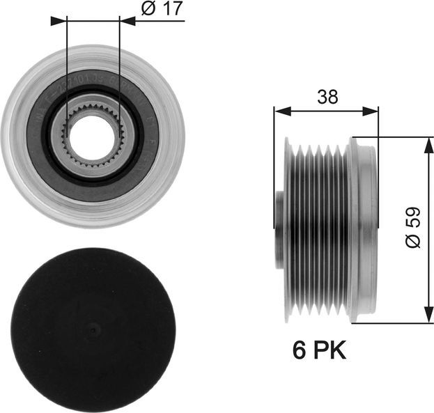 Муфта генератора обгонная Gates DriveAlign® для Fiat Doblo I 2004-2009. Артикул OAP7039
