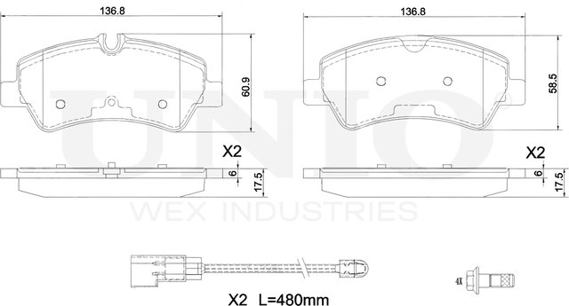 Колодки тормозные дисковые, комплект (Unio). Артикул BRP-20205