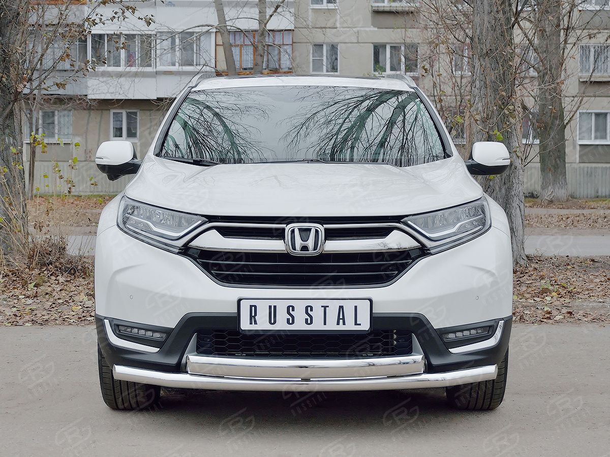 Защита РусCталь переднего бампера d63 секции-d75х42 дуга для Honda CR-V V до рестайлинга 2016-2020. Артикул HCRZ-002828