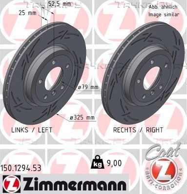 Тормозной диск Zimmermann Black Z передний для BMW Z4 I (E85/E86) 2006-2008. Артикул 150.1294.53