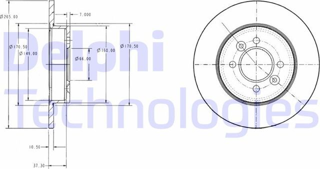 Тормозной диск Delphi задний для Renault Laguna I 1993-2001. Артикул BG2694