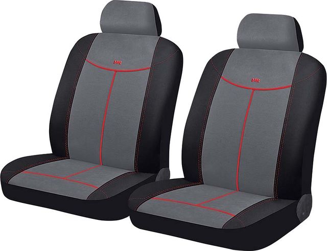 Чехлы универсальные Hadar Rosen Alcantara облегченные на передние сидения авто, цвет Серый/Черный/Красный. Артикул 10553