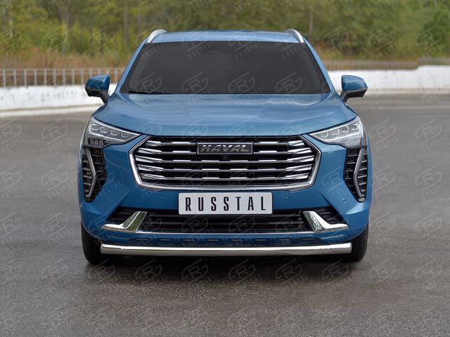Защита RusStal переднего бампера d63 секции для Haval Jolion 1.5 2WD (кроме Comfort) 2021-2026. Артикул HJOLZ-003987